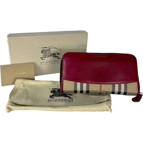 MT273 - Authentic Burberry Zip Around Long Wallet - Picture 1 of 9